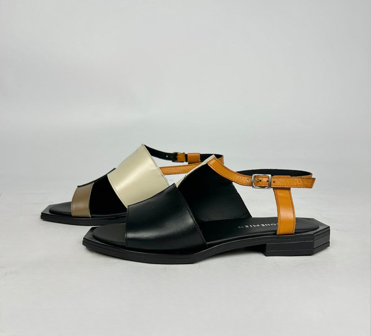 Sandalo Elegant, Burro/Nero/Arancio/Cioccolato - Le Bohemien