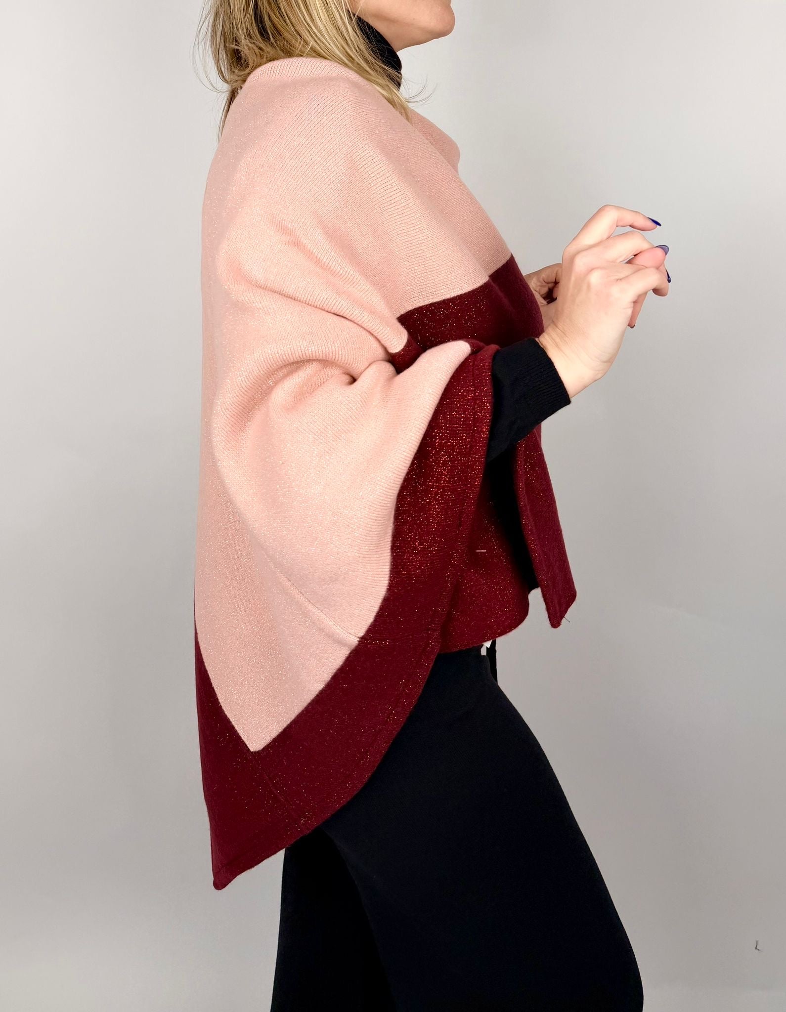 Poncho Lurex, Rosa - AdrianWool