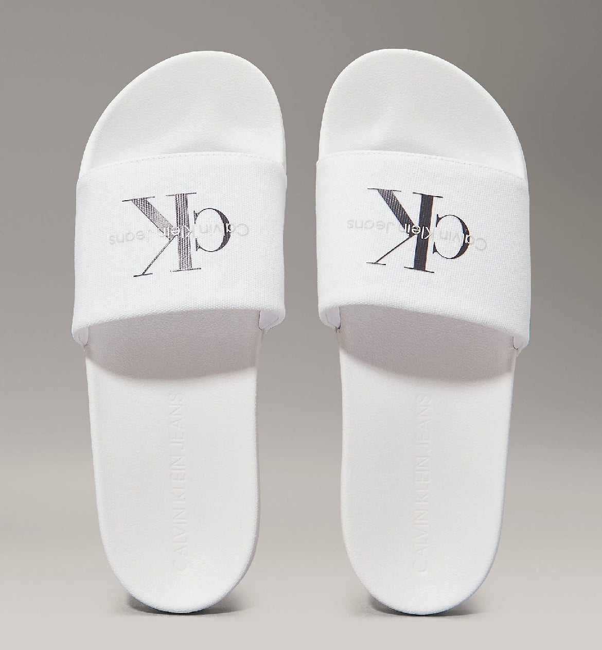 Ciabatta Tela Logo, Bianco/Nero - Calvin Klein