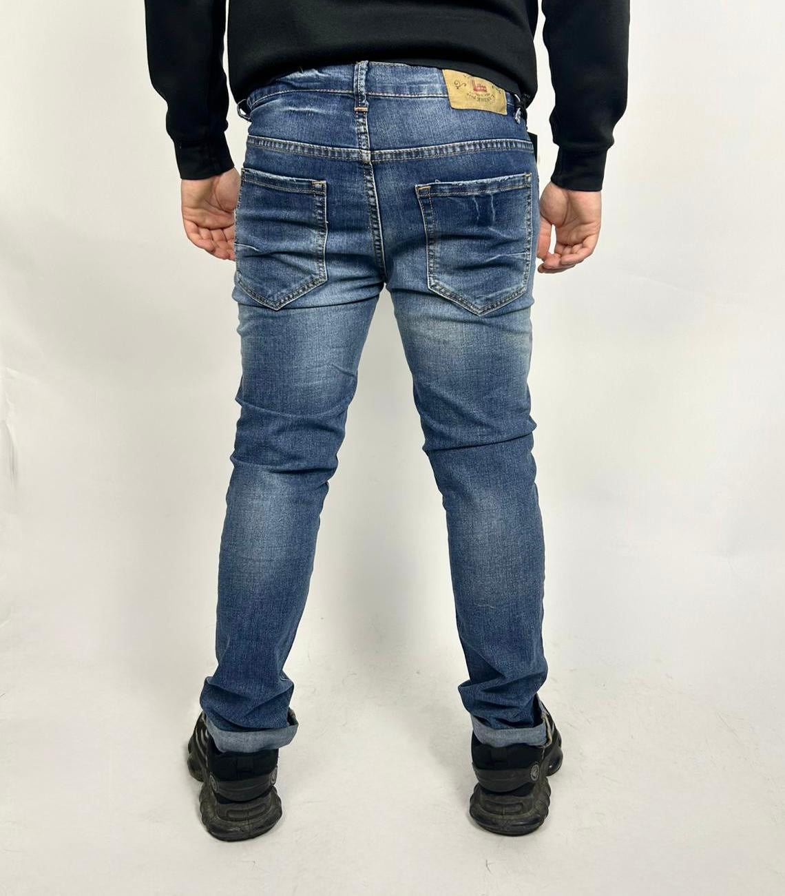 Jeans Liscio Lavaggio Blu Denim - Landek