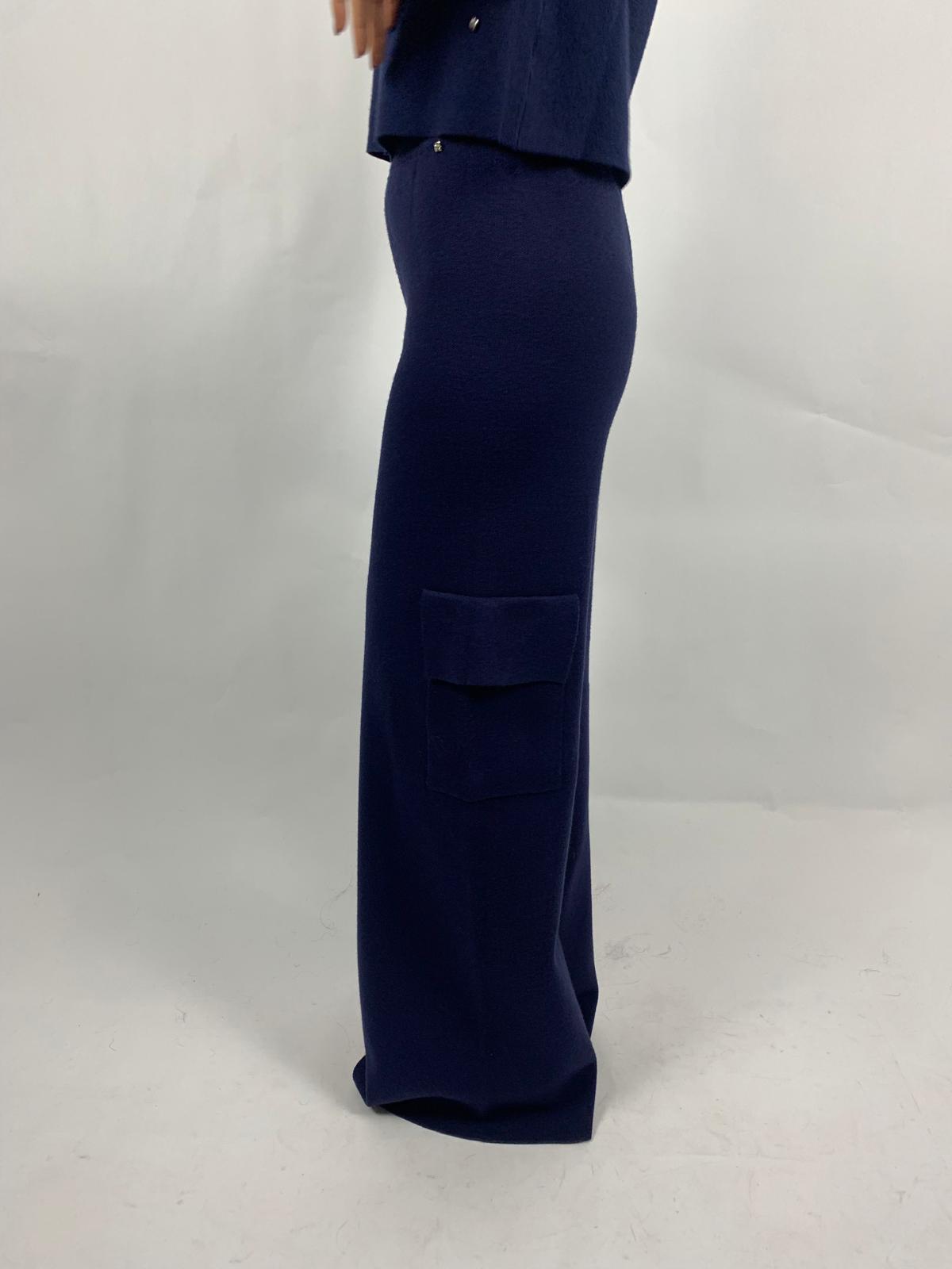 Pantalone In Maglia Cargo, Blu Navy - White Wise