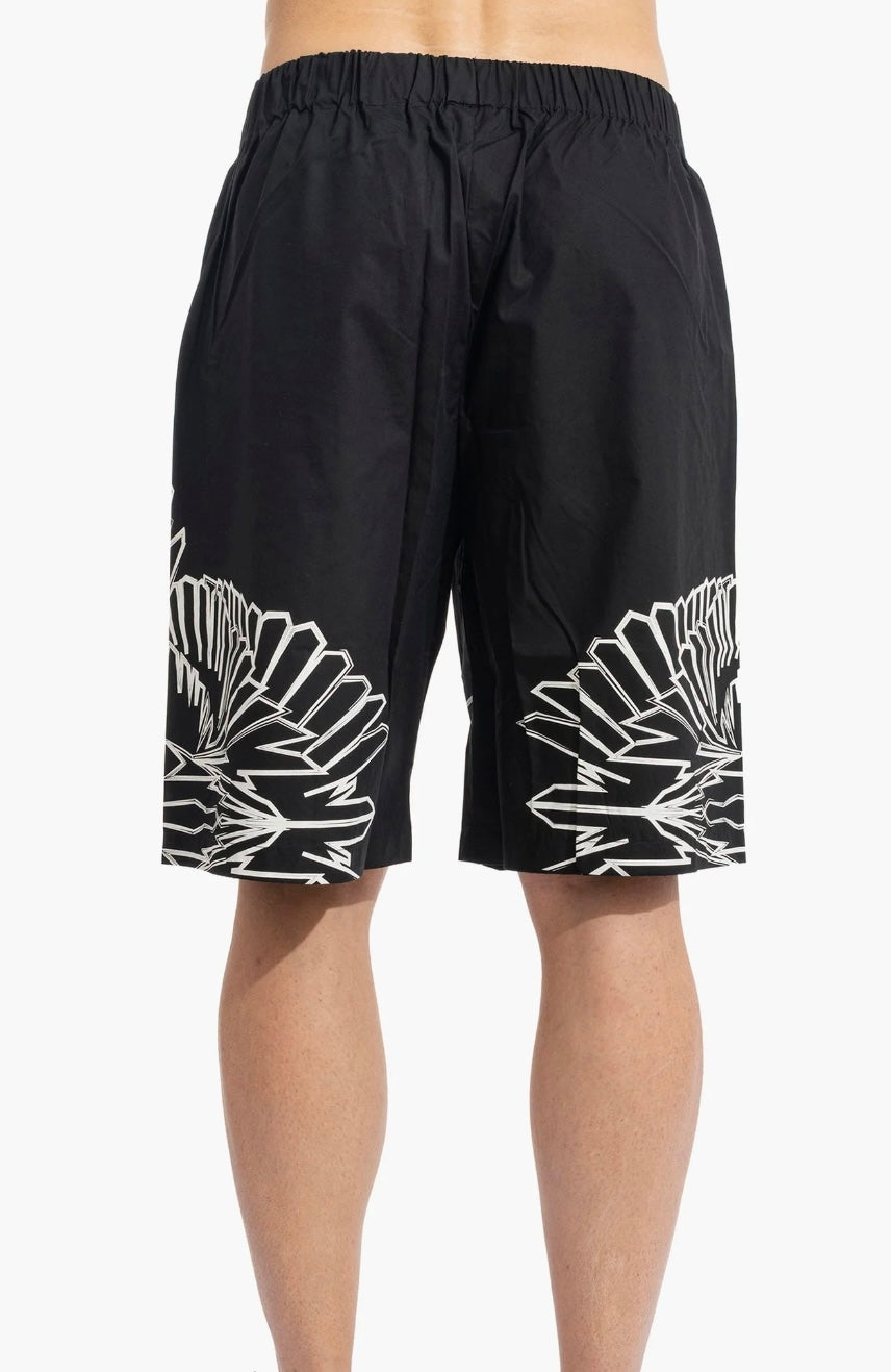Pantaloncino Popeline Stylized Wings, Nero/Bianco - County Of Milan