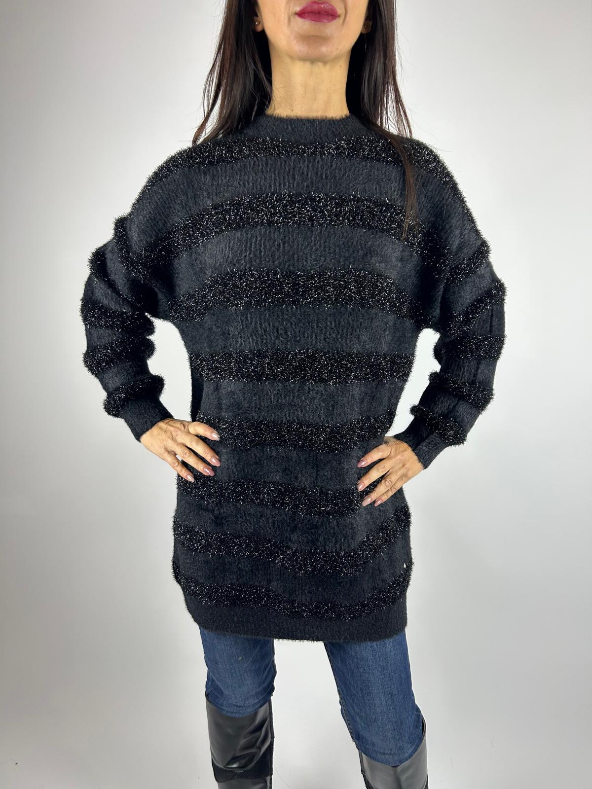 Abito Maglione Maxi, Nero - White Wise