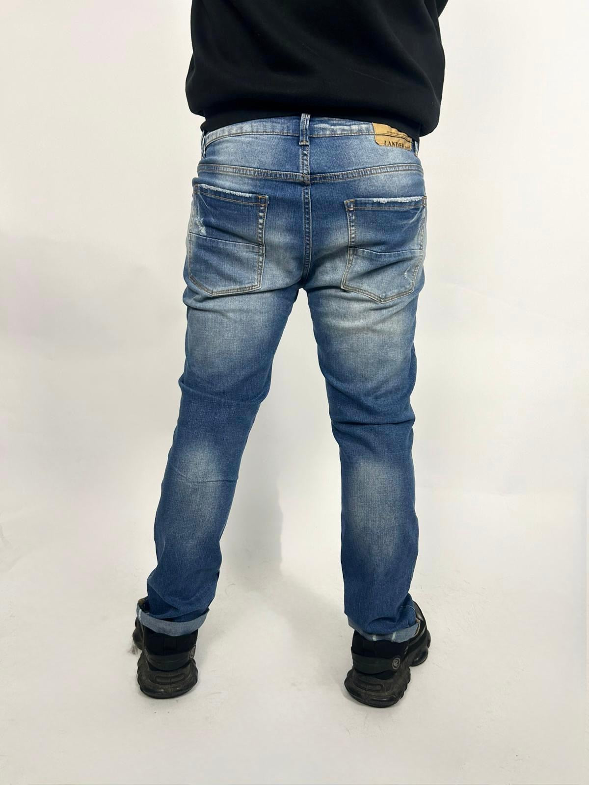 Jeans Rotture Coperte Lavaggio Scuro - Landek
