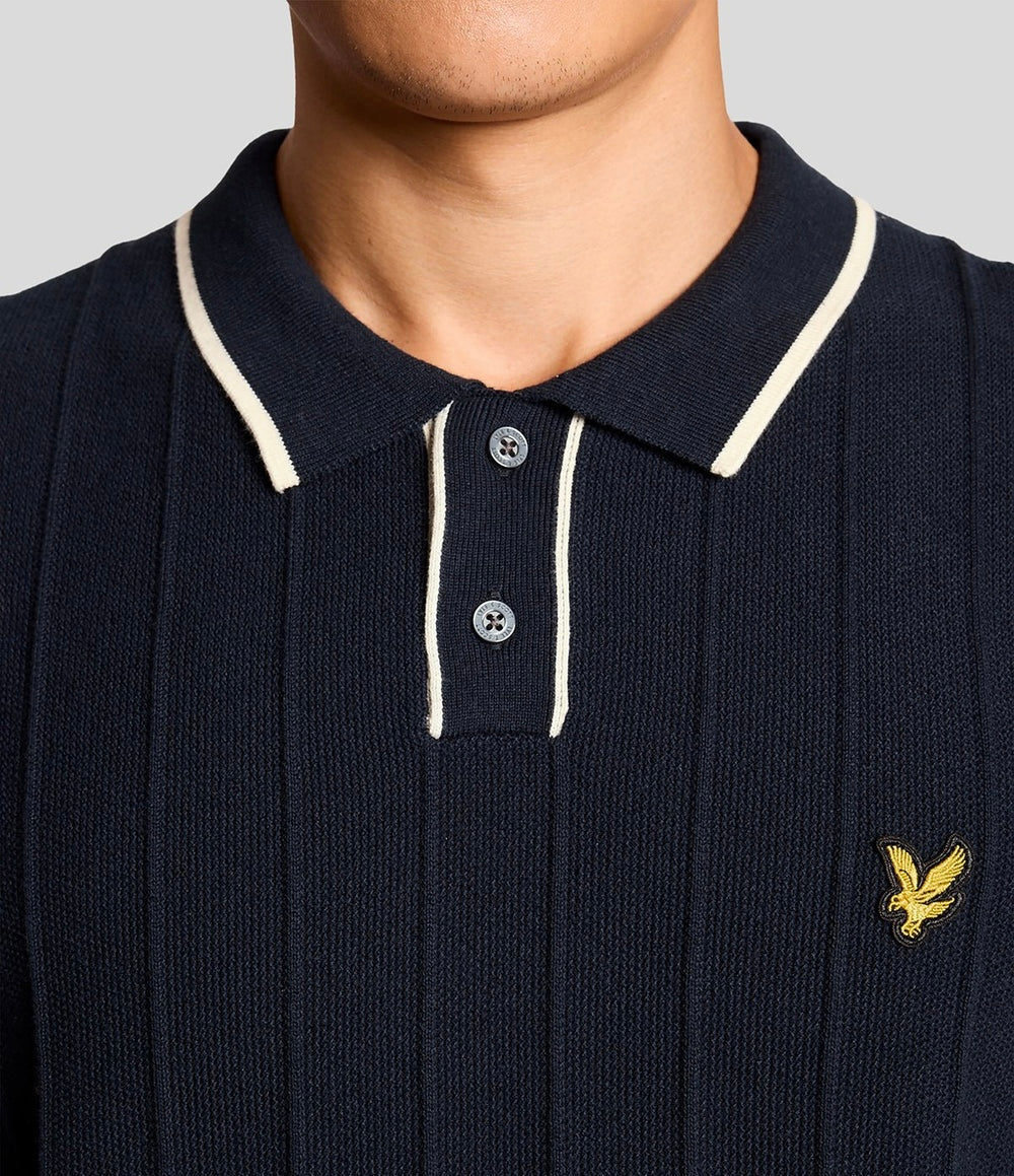 Tipped Pique Knitted Polo Shirt, Dark Navy - Lyle&Scott