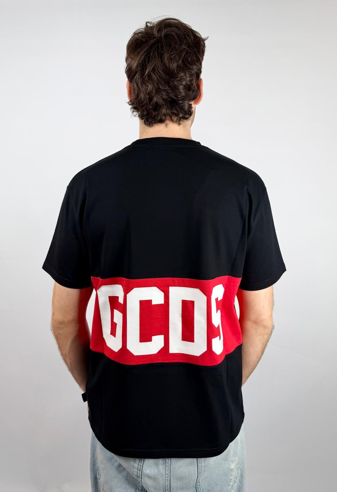 T-shirt Band Logo Oversize, Rosso/Nero - GCDS