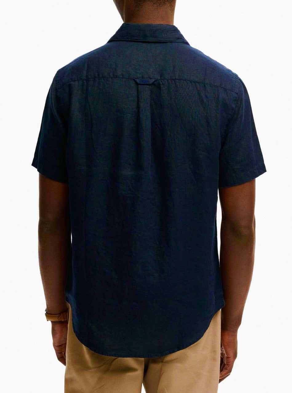 Camicia Lino Manica Corta, Blu Notte - Superdry
