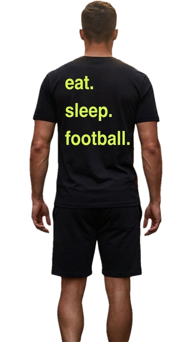T-shirt ‘Eat Sleep Football’, Nero/Lime - Lyle&Scott