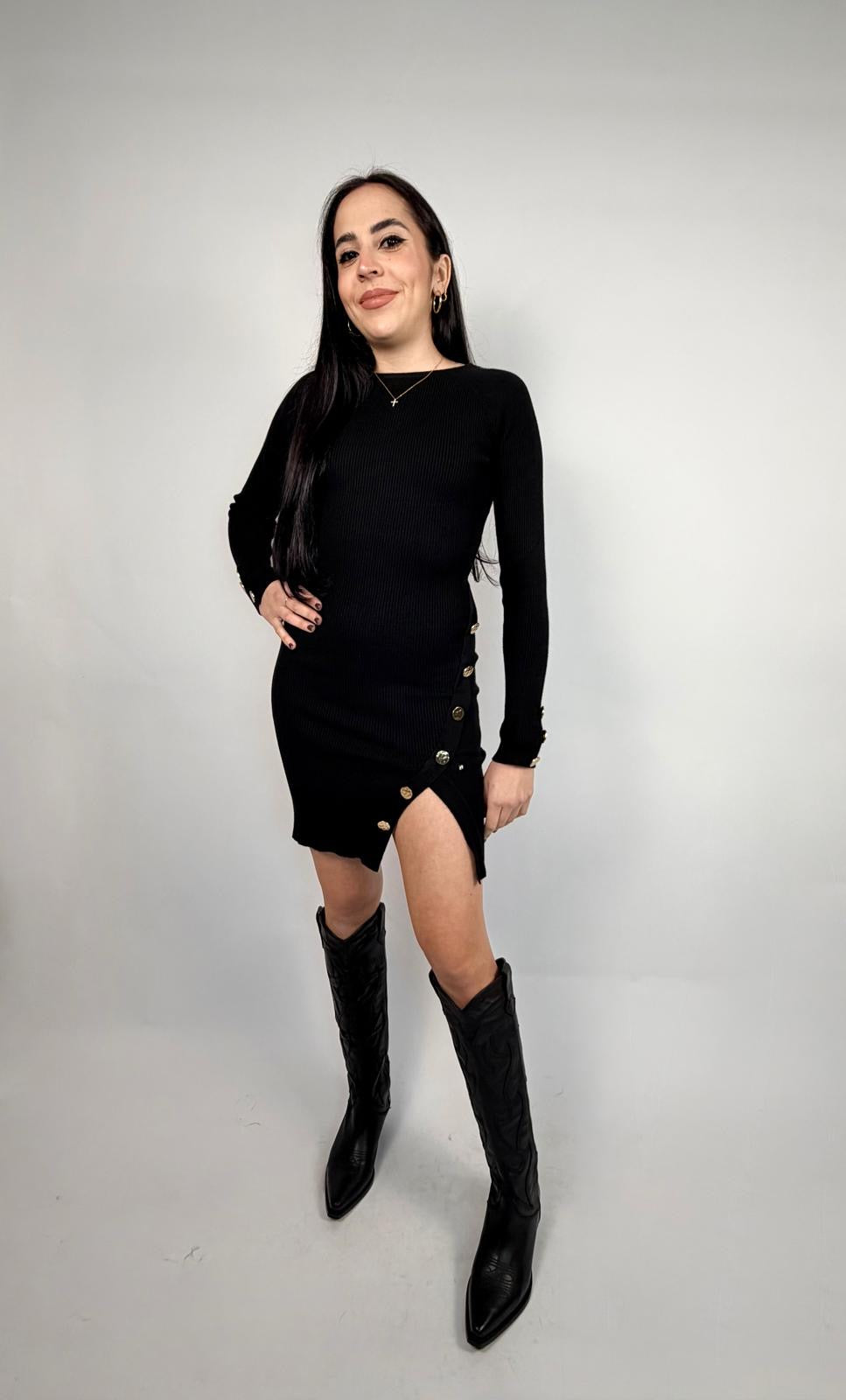 Abito Bottoni, Nero - White Wise