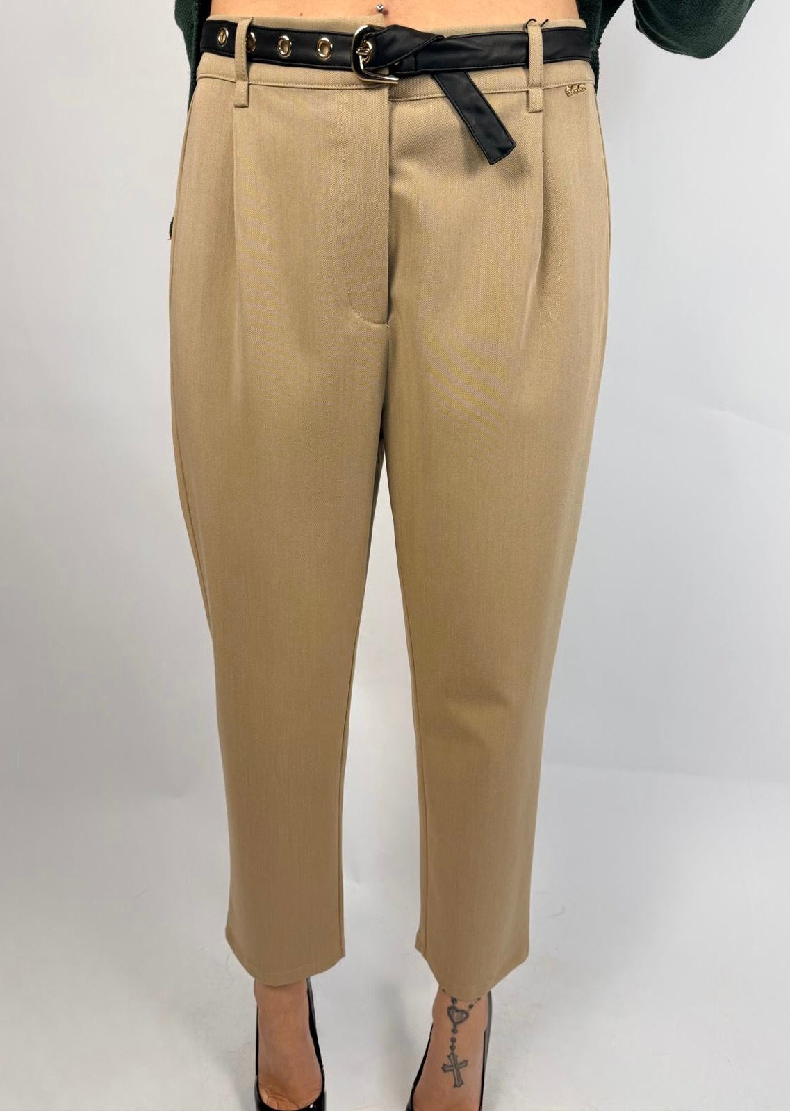 Pantalone Con Cintura, Beige - Koralline