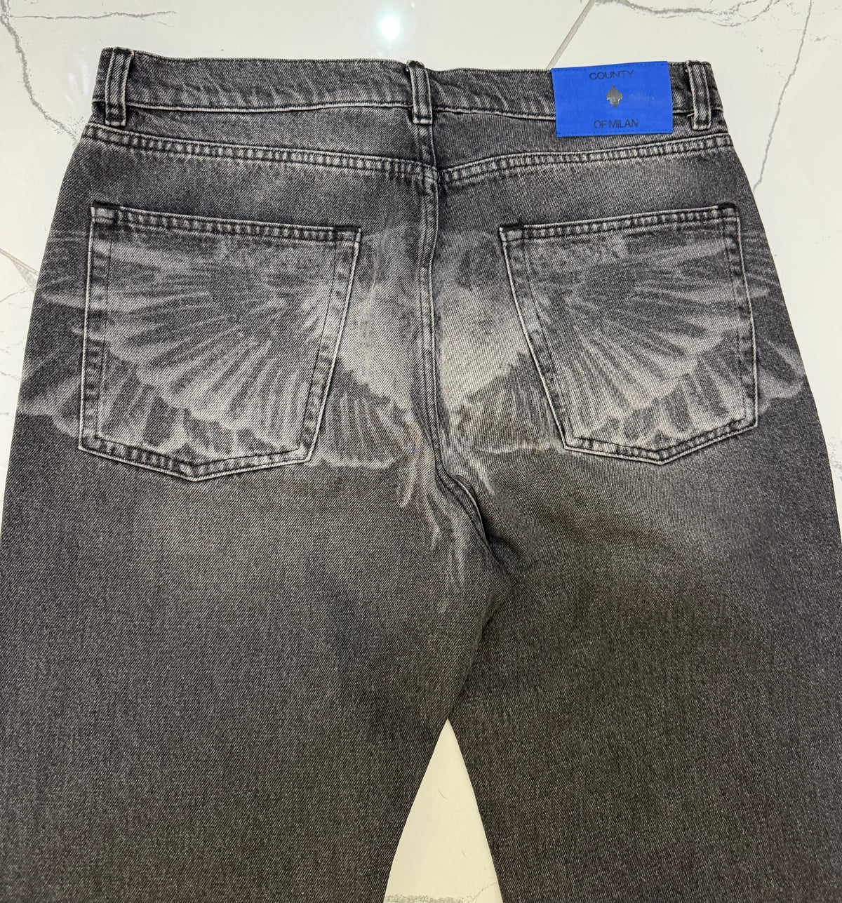 Denim Jeans Baggy Wings, Lavato Grigio Scuro - County Of Milan