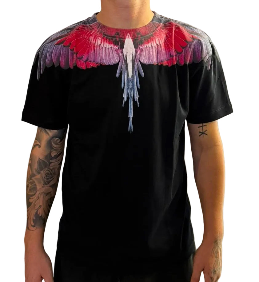 T-shirt Red/Pink Wings, Nero - County of Milan