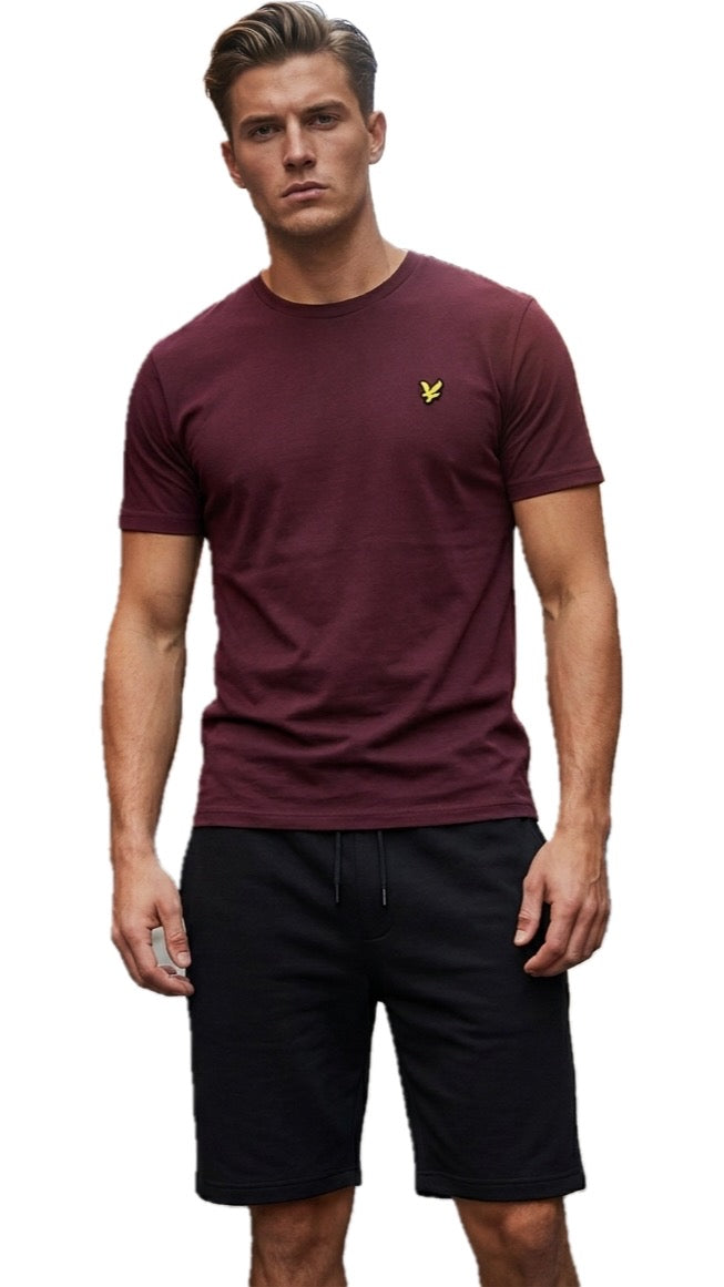 T-shirt Scritta Logo, Bordeaux/Giallo - Lyle&Scott