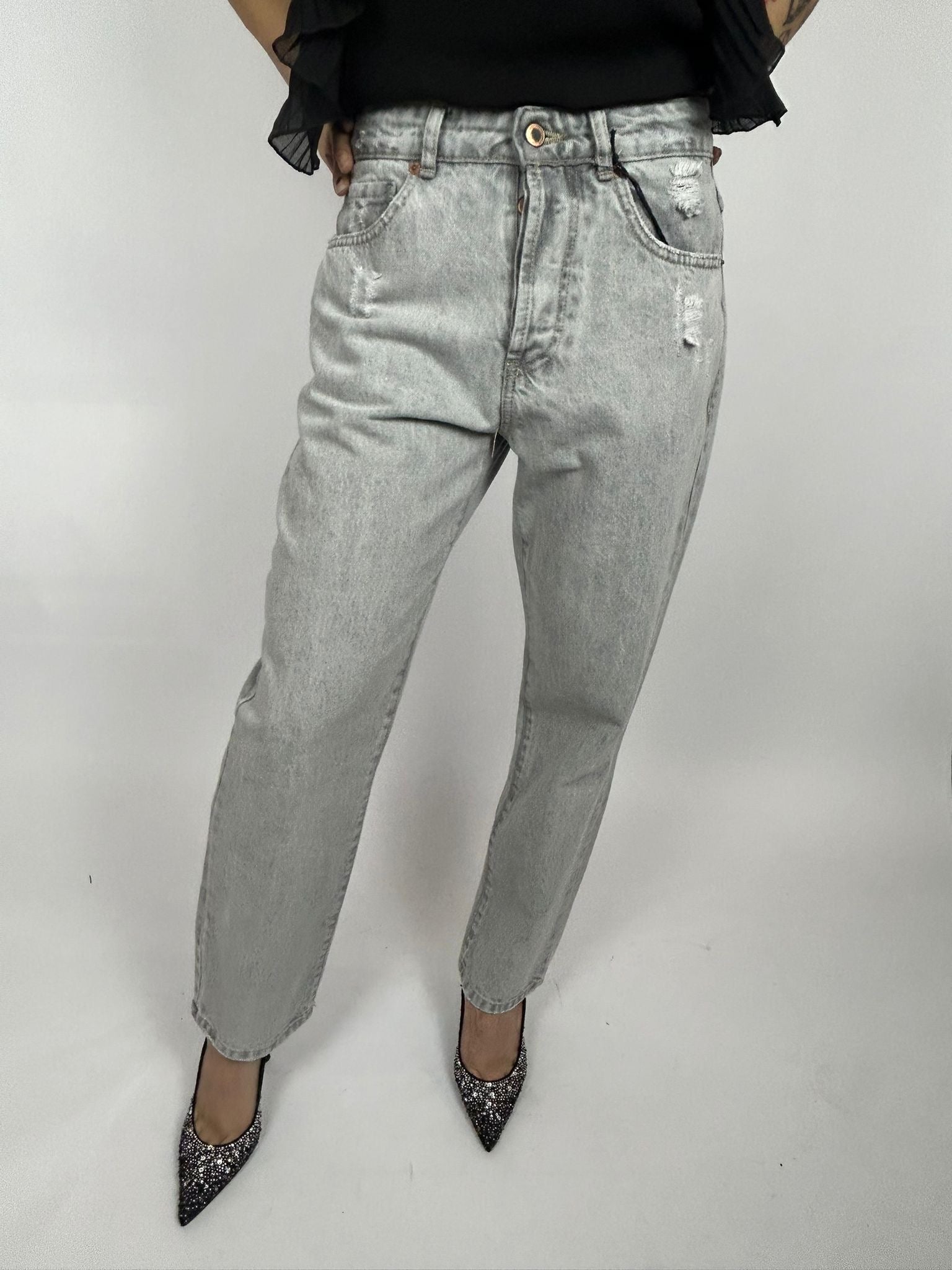 Jeans Grigio Lavaggio Chiaro - Philia Loft