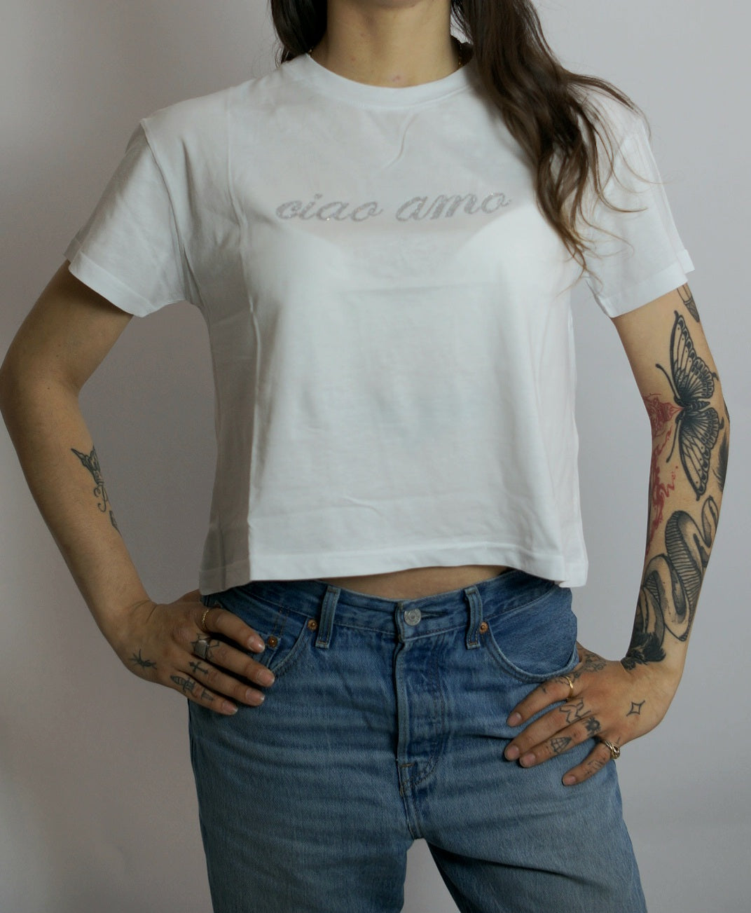 T-shirt Ciao Amo, Bianco - White Wise