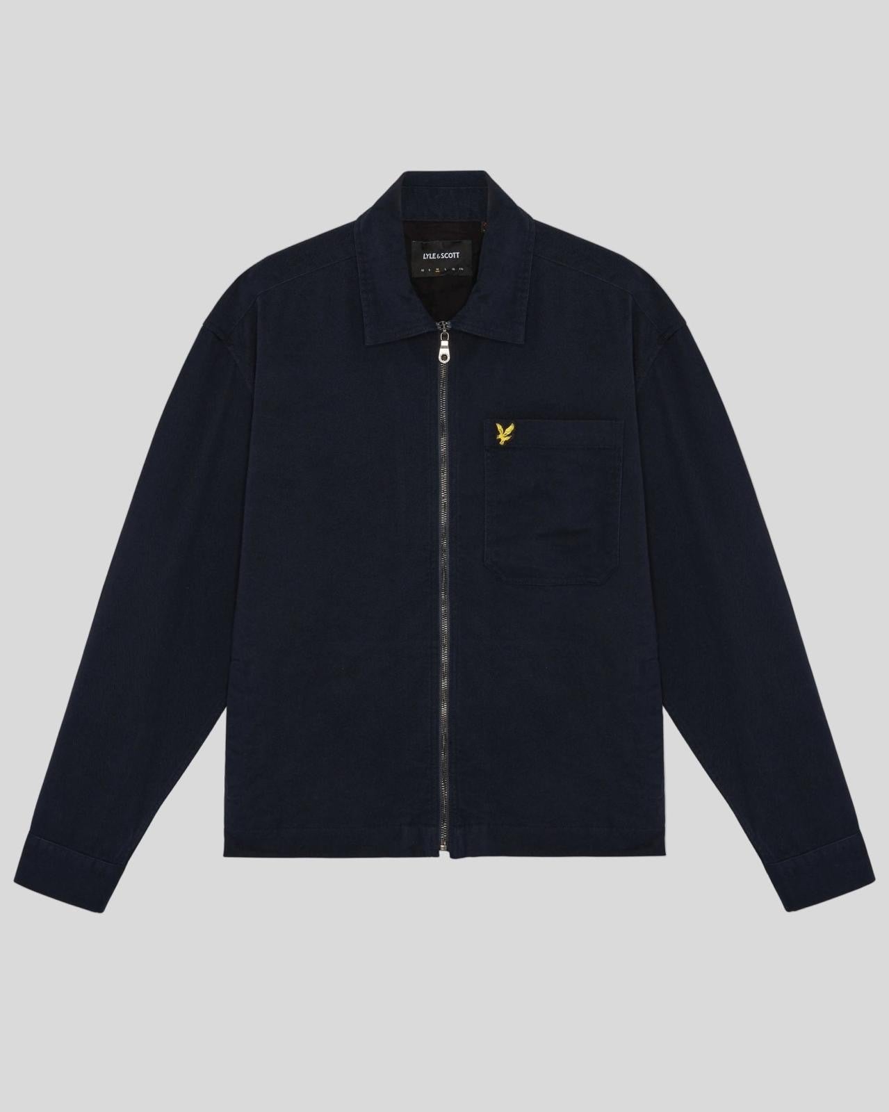 Giacca Zip Lightweight Enzyme Wash Overshirt, Dark Navy - Lyle&Scott