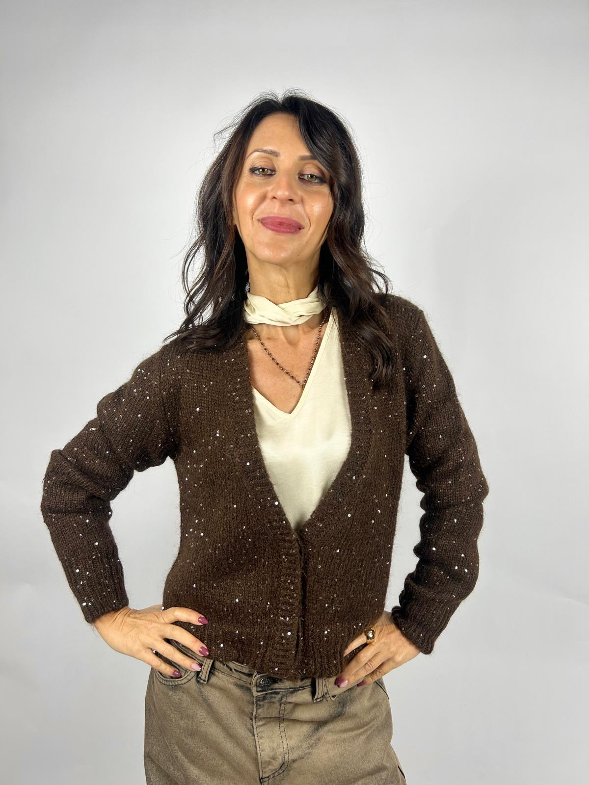 Cardigan Punto Luce, Testa Di Moro - Nanebi