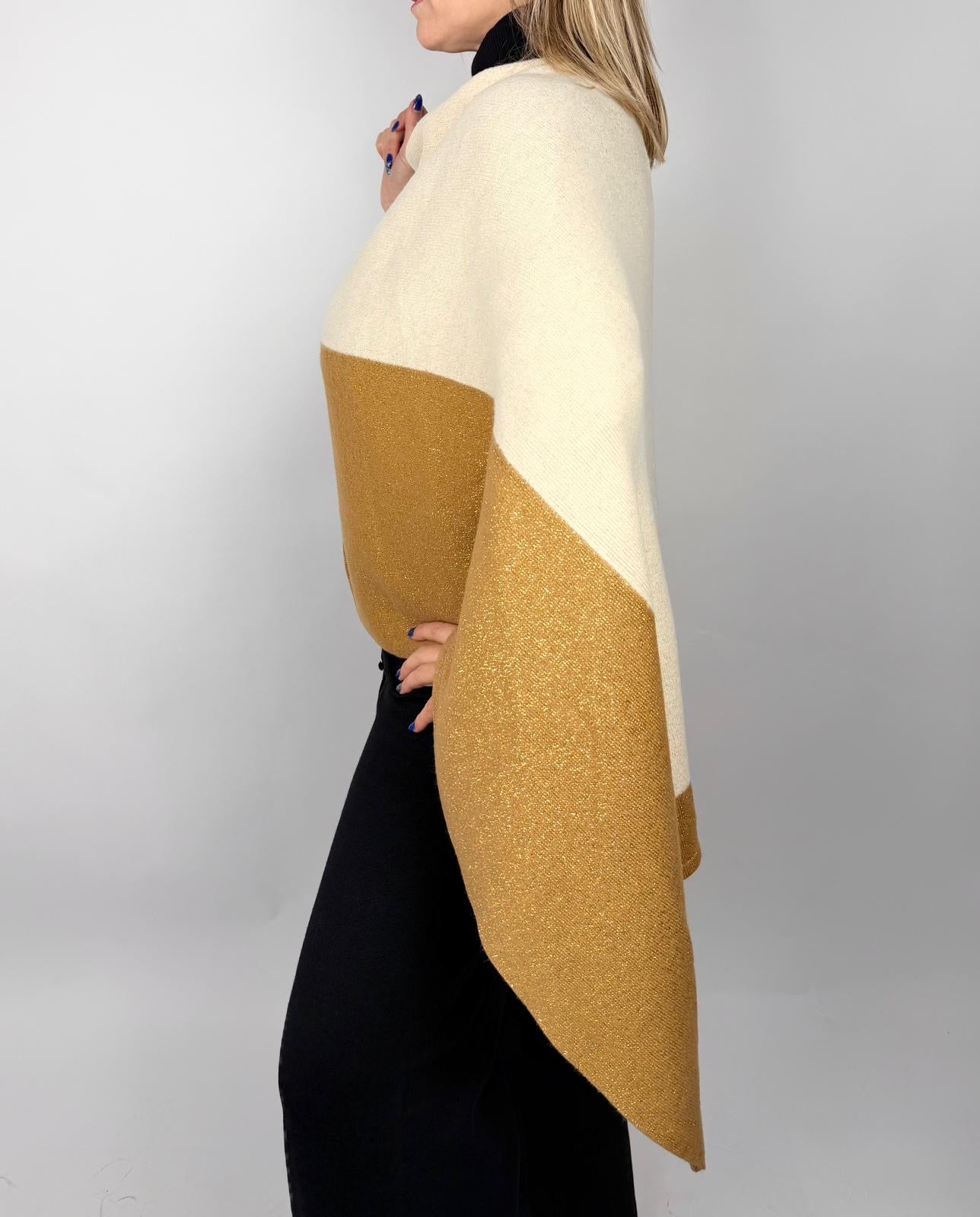 Poncho Lurex, Ocra - AdrianWool