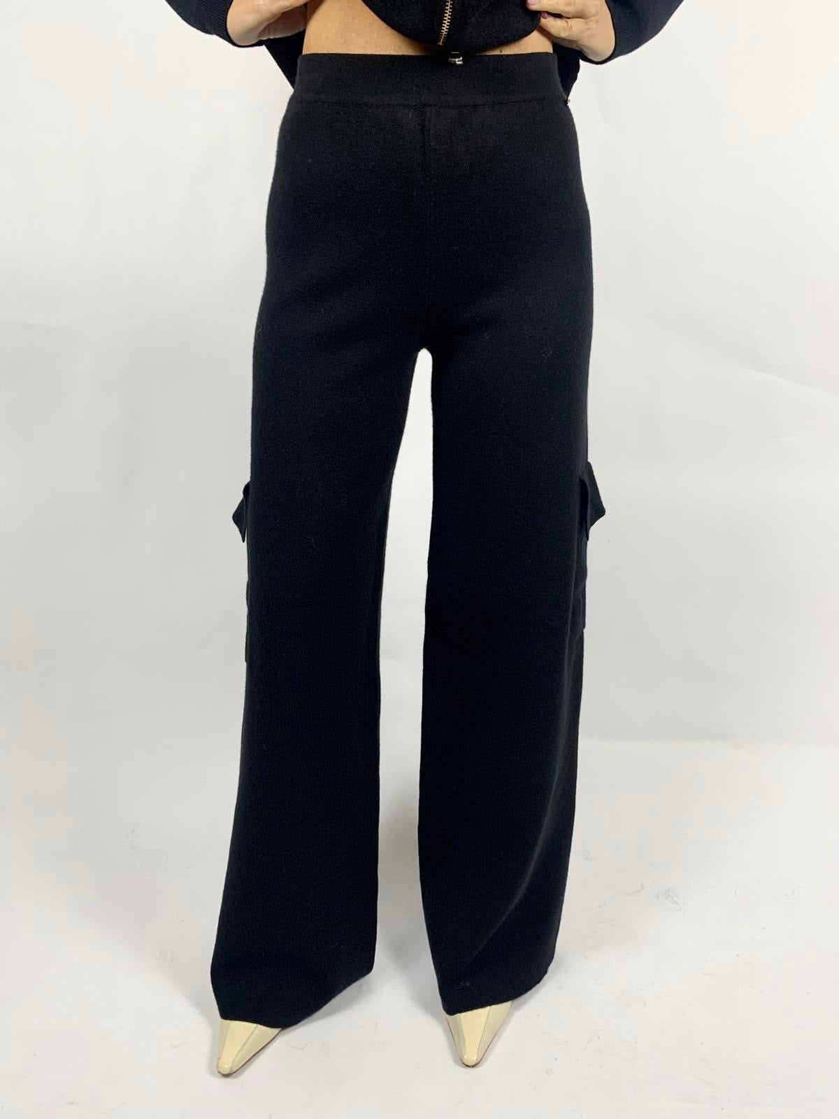 Pantalone Cargo In Maglia, Nero - White Wise