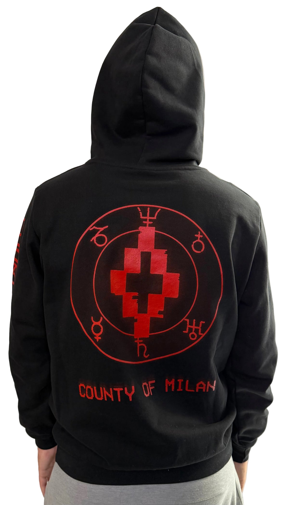 Hoodie Intense Red Logo, Nero - County of Milan