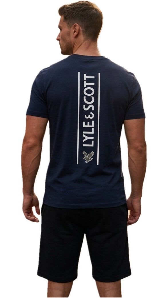 T-shirt Scritta Logo, Blu Navy/Bianco - Lyle&Scott