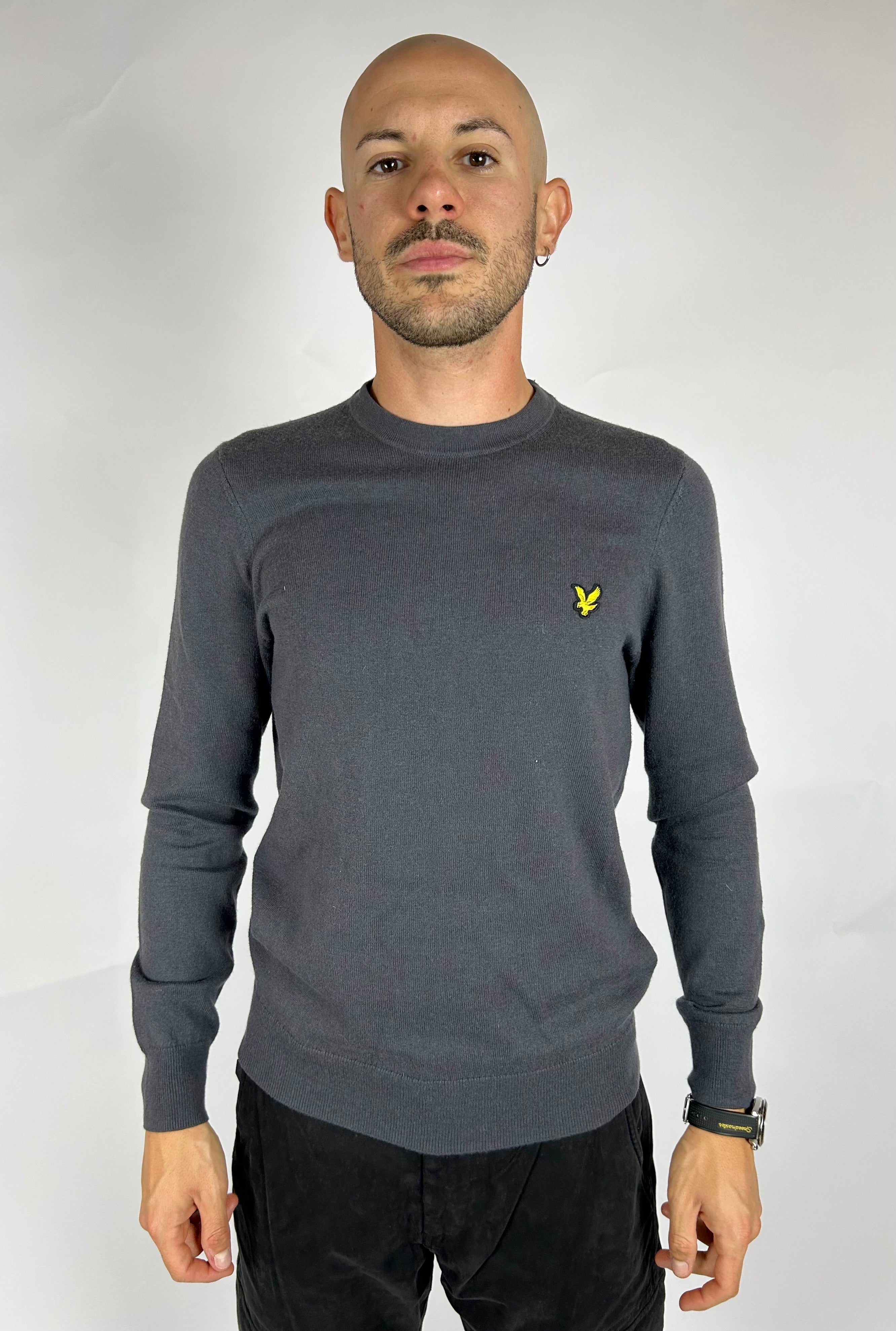 Cotton Merino Crew Neck Jumper, Shadow - Lyle&Scott