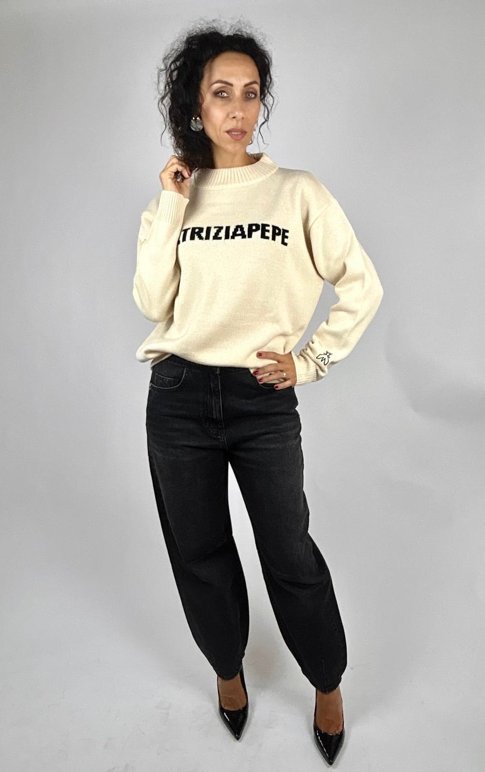 Jeans Baloon Vita Bassa, Nero - Patrizia Pepe