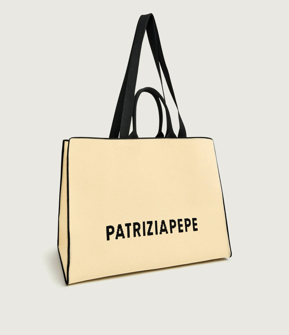 Borsa Shopper In Tessuto, Panna/Nero - Patrizia Pepe
