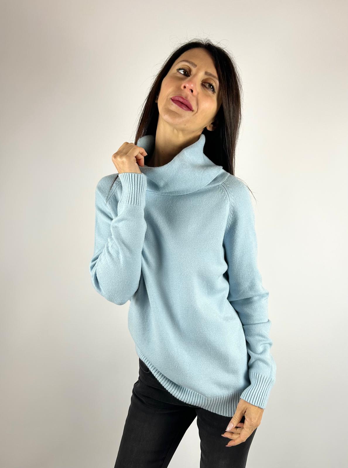 Maglioncino Collo, Celeste - White Wise