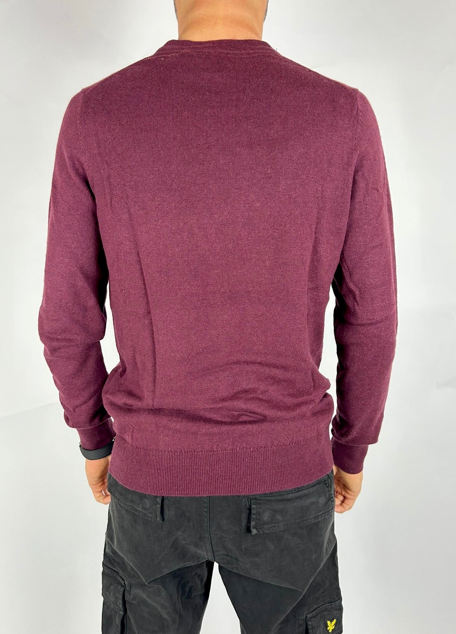 Cotton Merino Crew Neck Jumper, Burgundy - Lyle&Scott