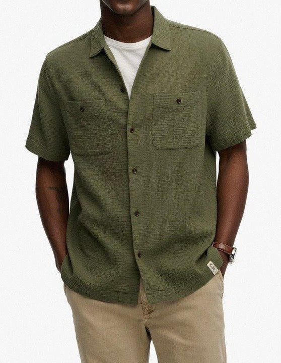 Camicia Cotone Texturizzata Manica Corta, Verde Militare - Superdry