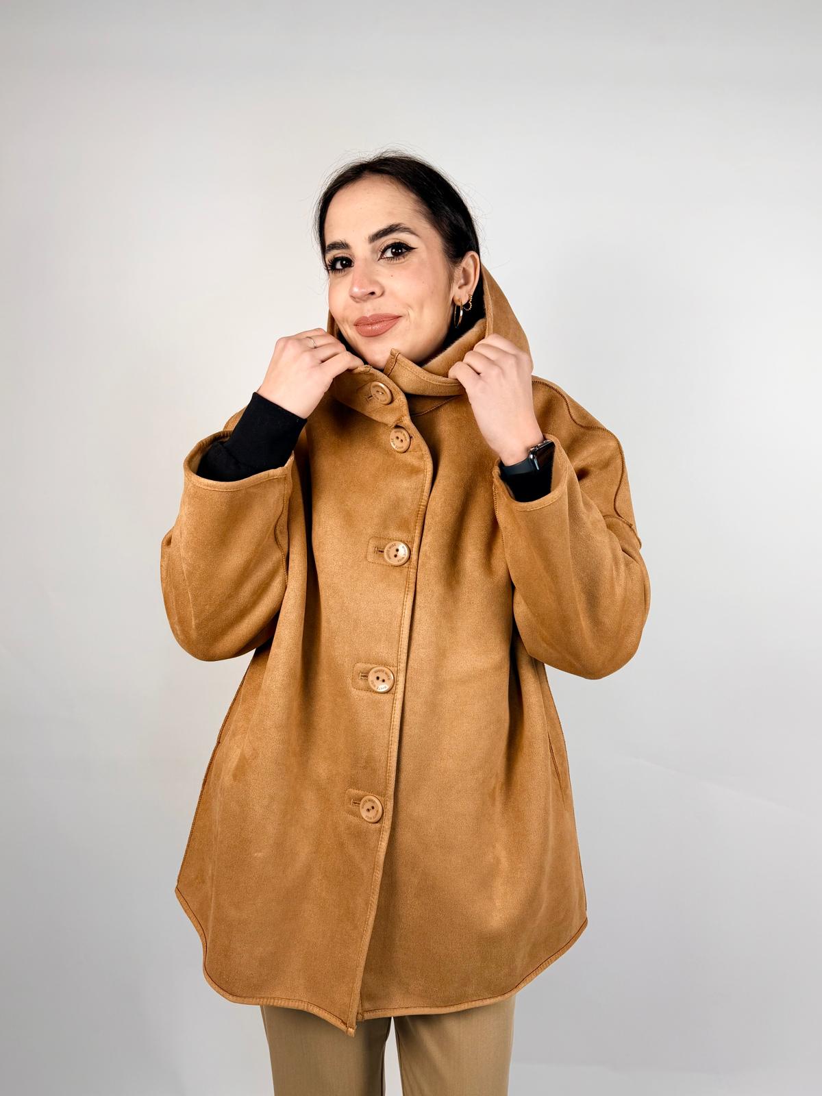 Eco-montone Cappuccio, Cammello - White Wise