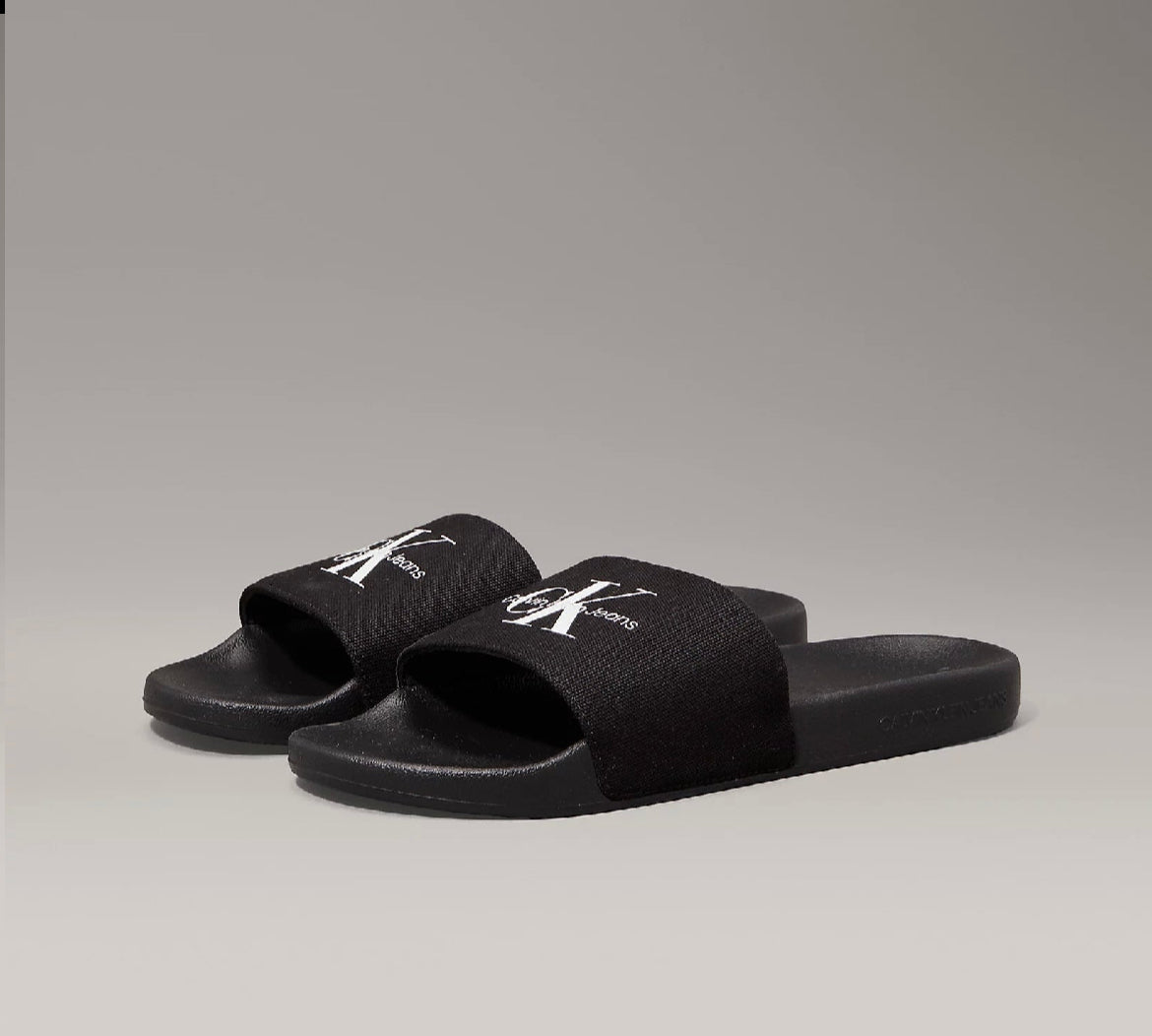 Ciabatta Tela Logo, Nero/Bianco - Calvin Klein