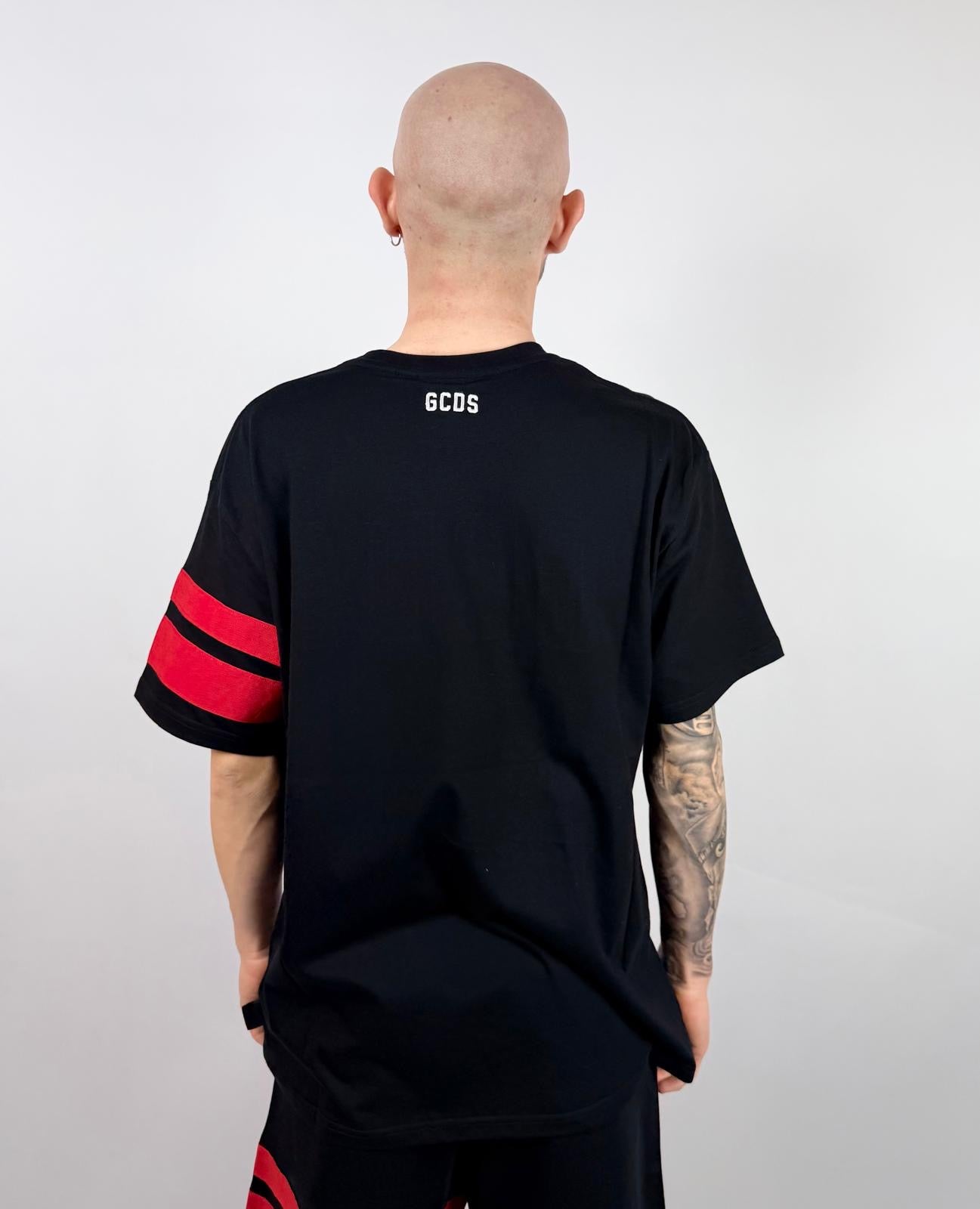 T-shirt Basic Logo Oversize, Nero/Rosso - GCDS