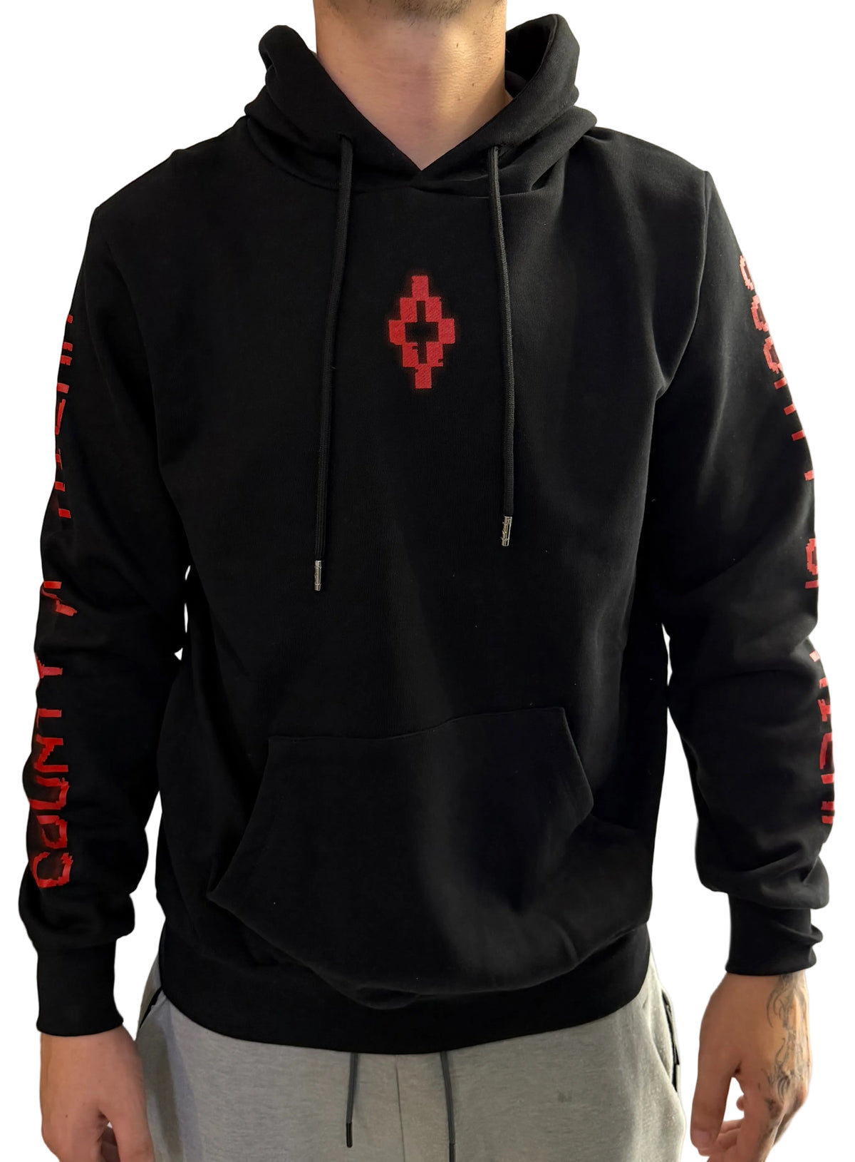 Hoodie Intense Red Logo, Nero - County of Milan