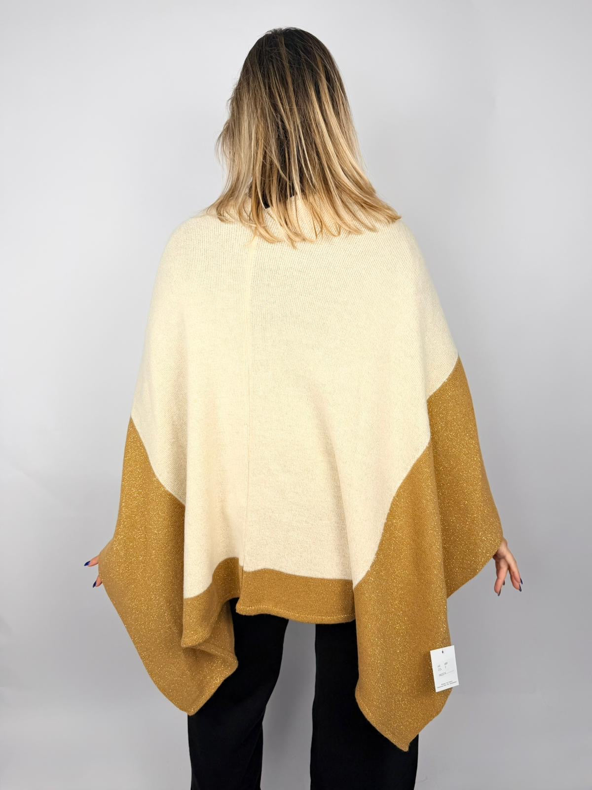 Poncho Lurex, Ocra - AdrianWool