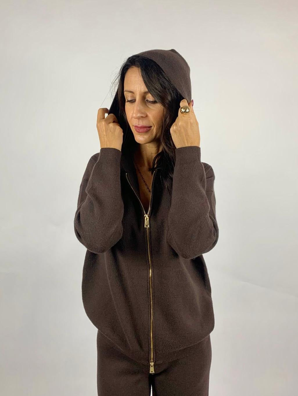 Felpa Zip In Maglia, Testa Di Moro - White Wise