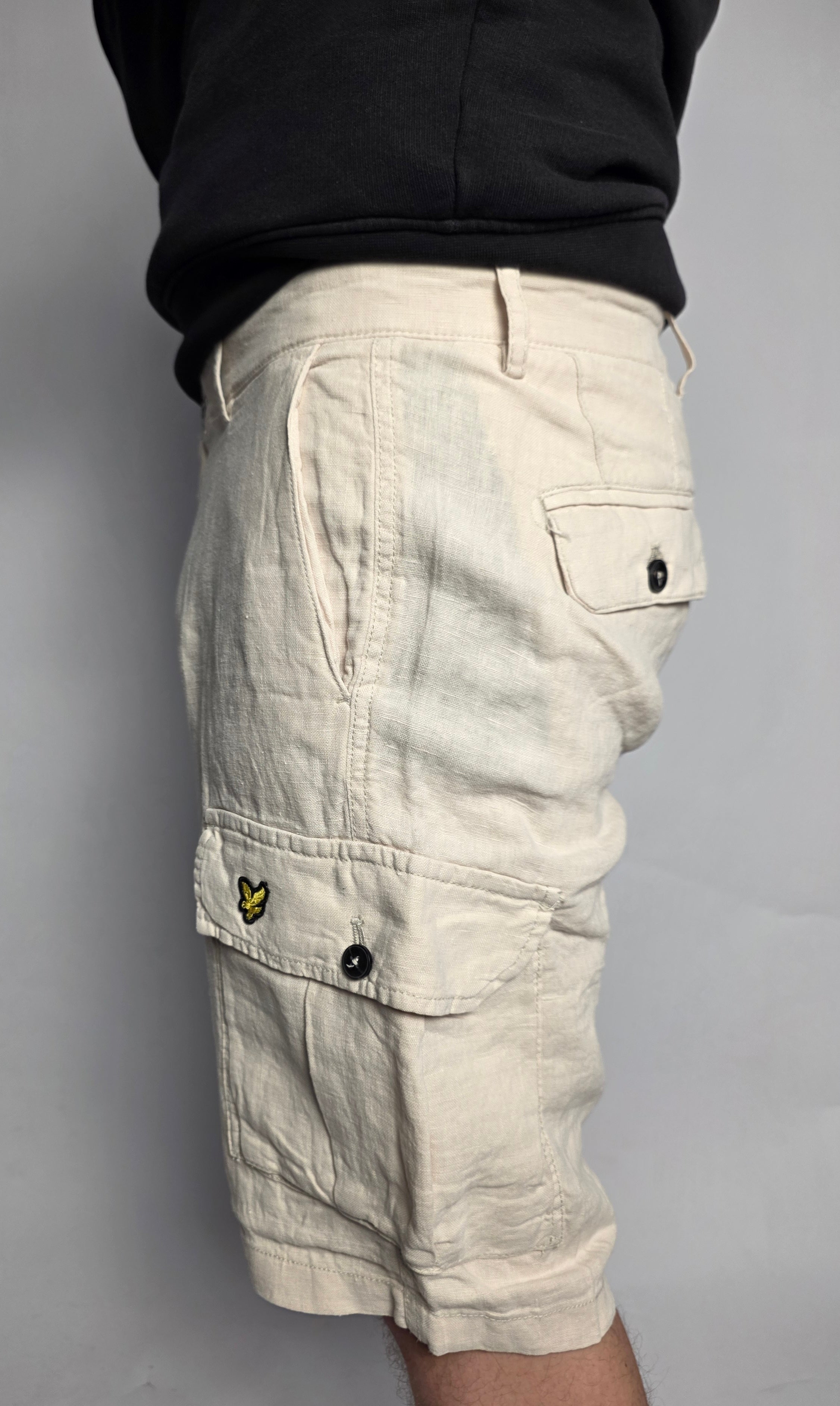 Pantaloncino Cargo Lino, Écru