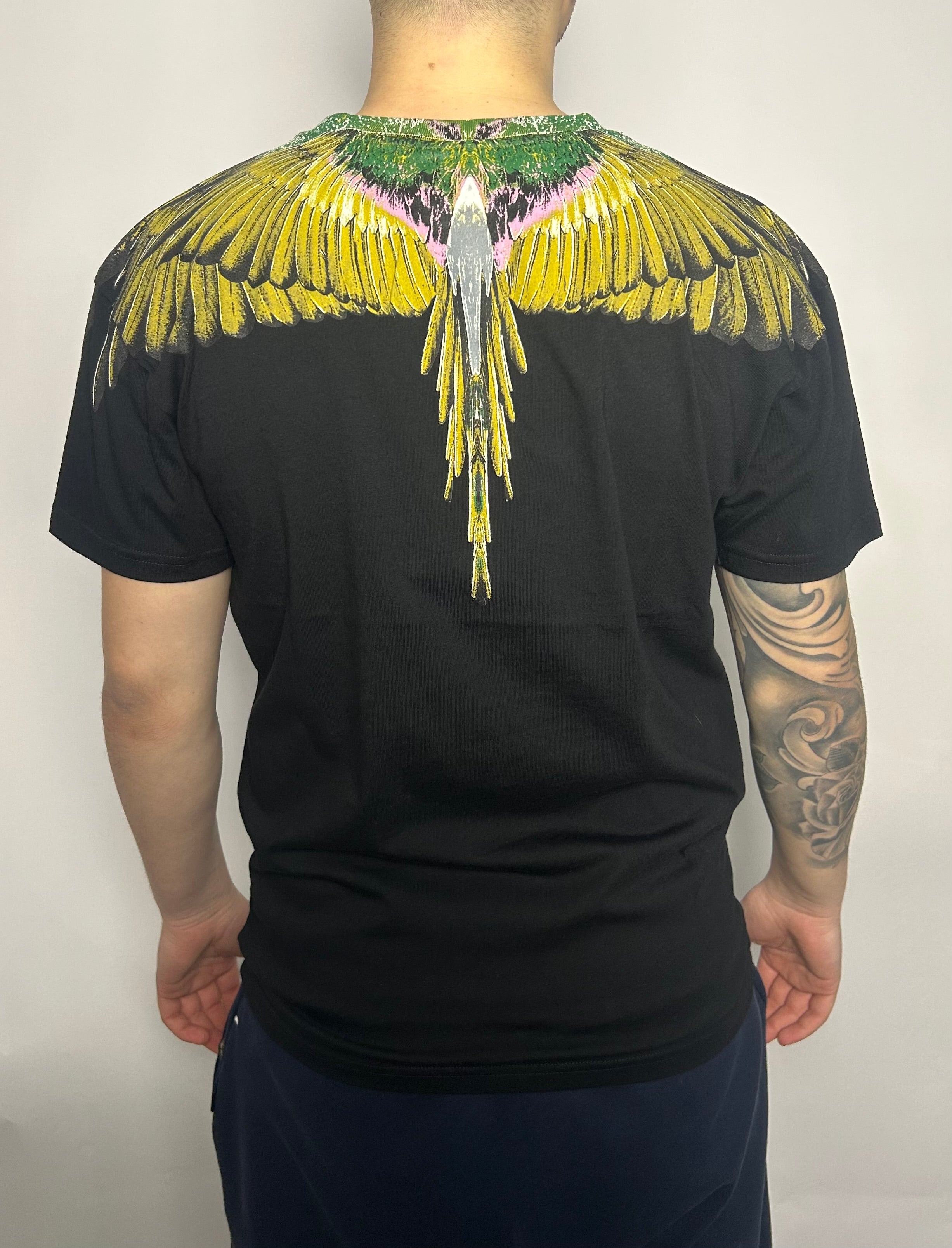 T-shirt Yellow/Green/Pink Wings, Nero - County Of Milan