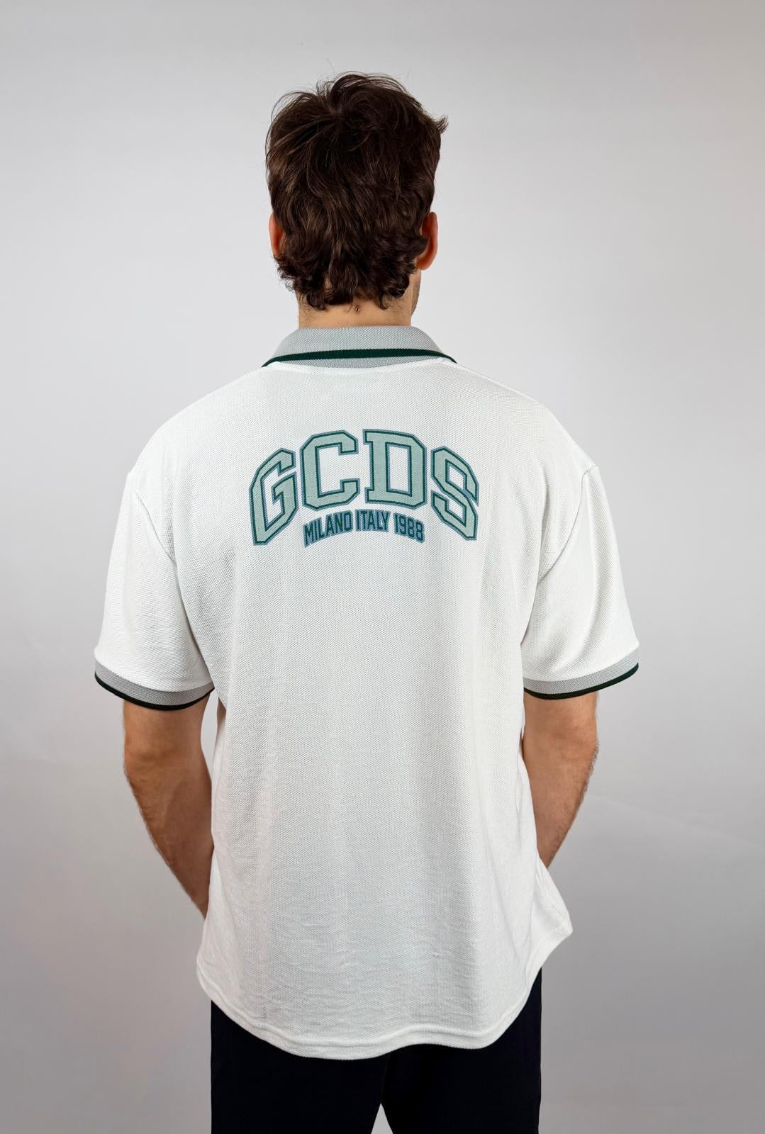 Polo Logo Lounge Essentials, Bianco/Verde Acqua - GCDS