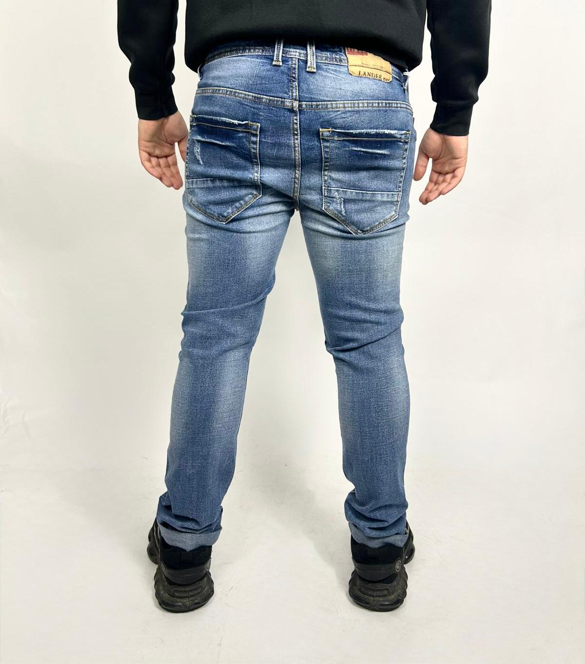 Jeans Blu Denim Rotture Sfilacciate - Landek