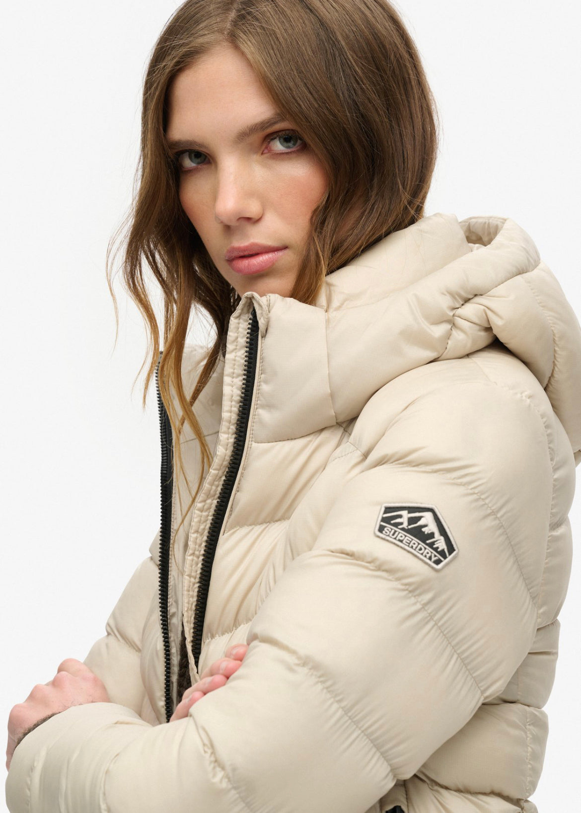 Fuji Down Jacket, Beige - Superdry