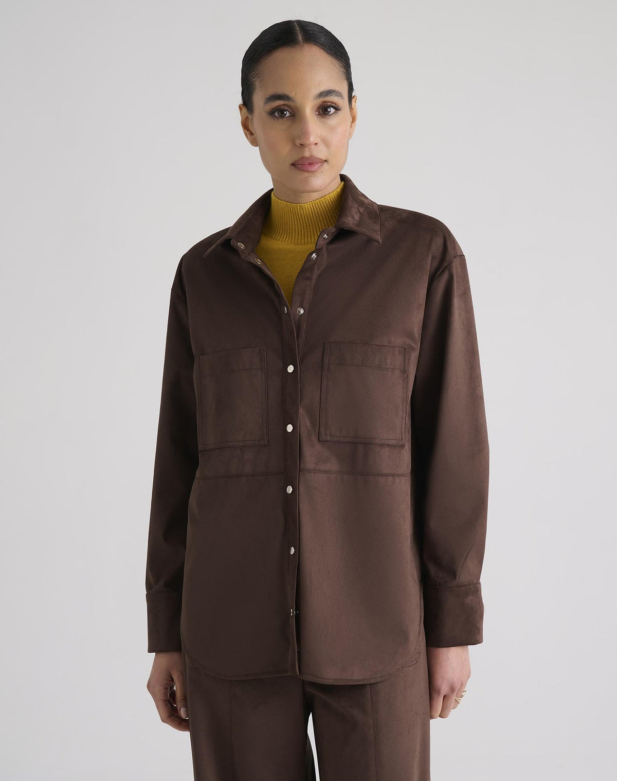 Camicia Effetto Suede, Moro - Manila Grace