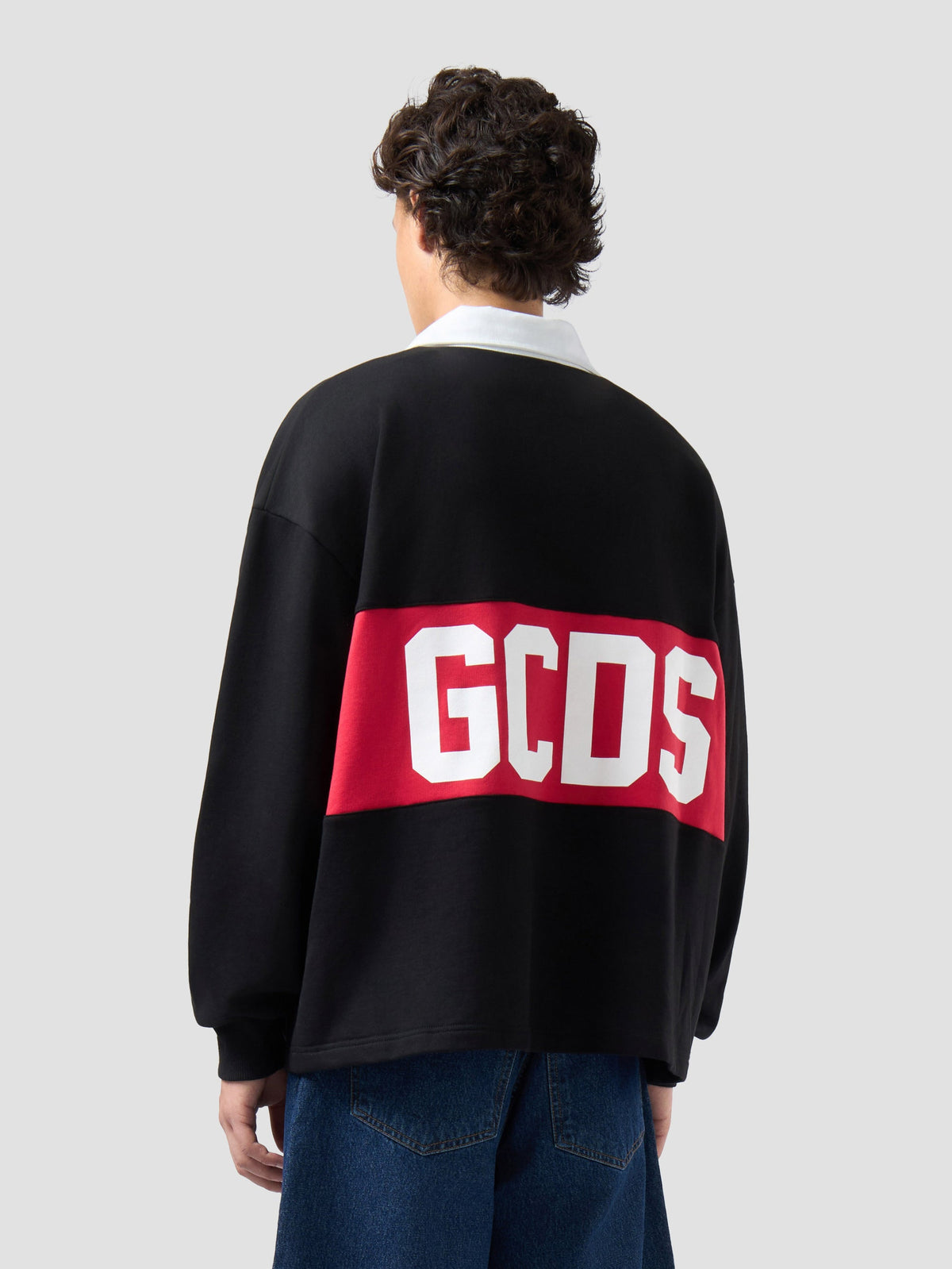 Polo Hoodie Band Logo, Black/Red - GCDS