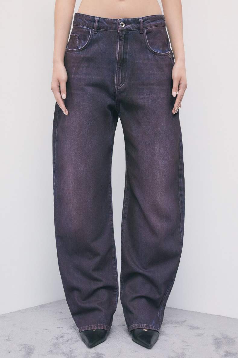 Jeans barrel a vita bassa con effetto spray - Patrizia Pepe