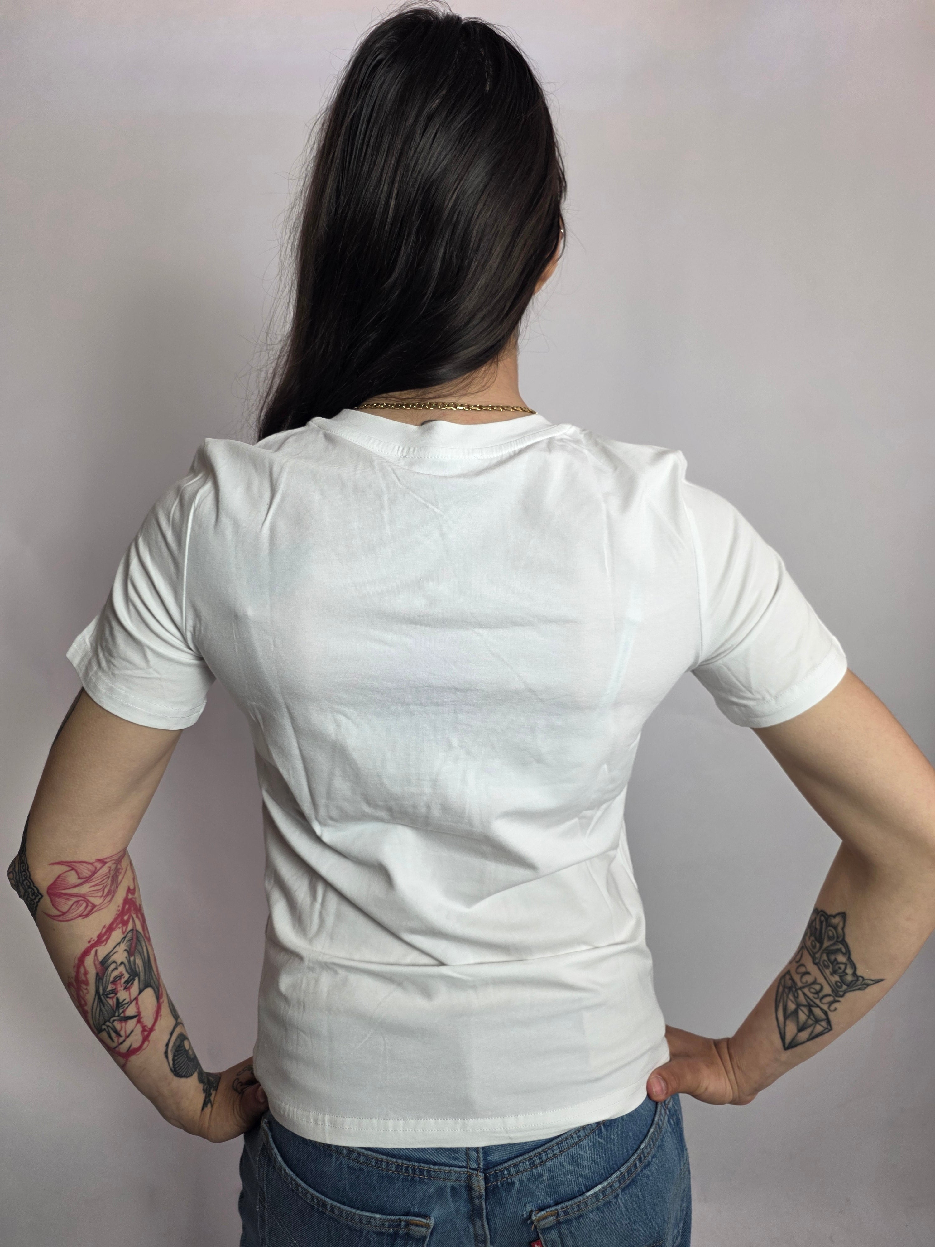 T-shirt Strass Collo, Bianco - Koralline