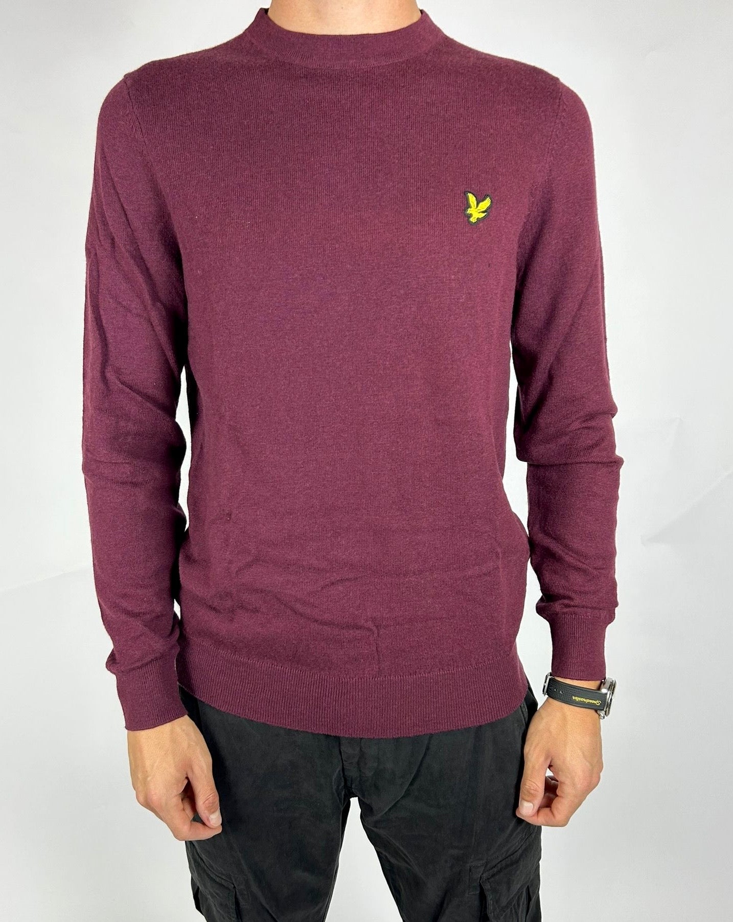 Cotton Merino Crew Neck Jumper, Burgundy - Lyle&Scott
