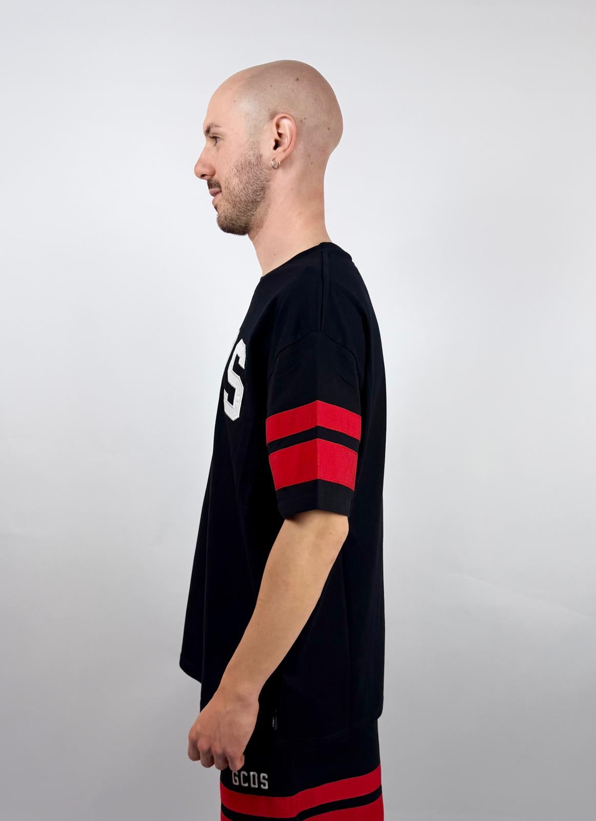T-shirt Basic Logo Oversize, Nero/Rosso - GCDS