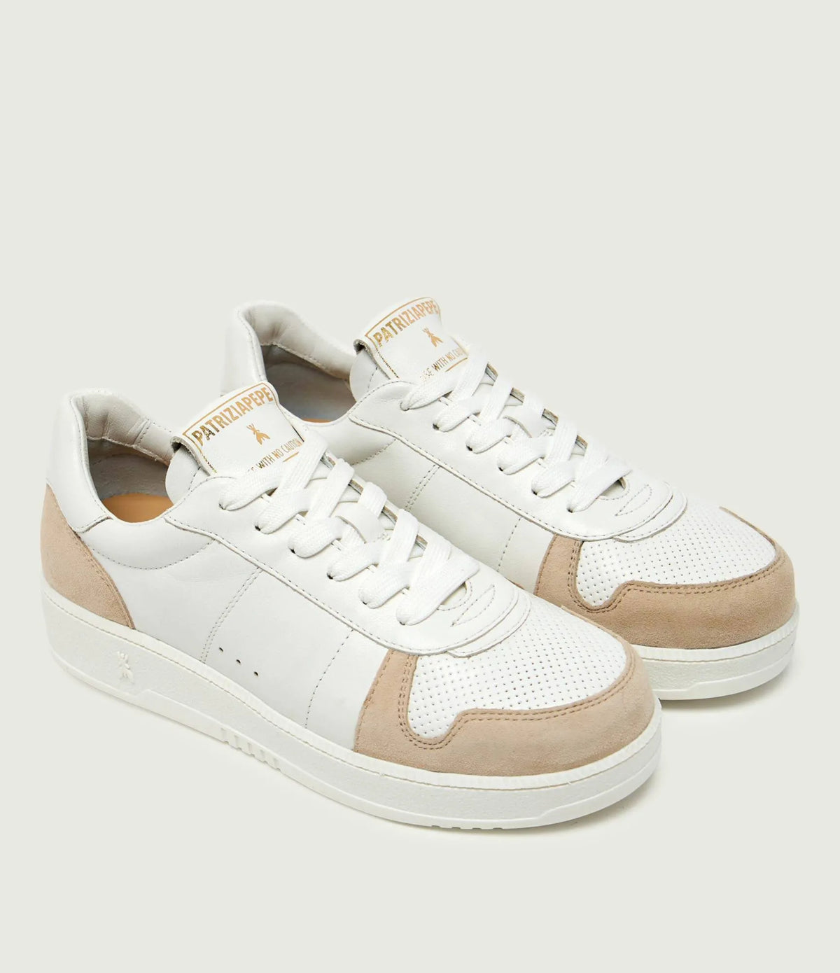 Sneakers In Pelle E Suede, Bianco/Beige - Patrizia Pepe