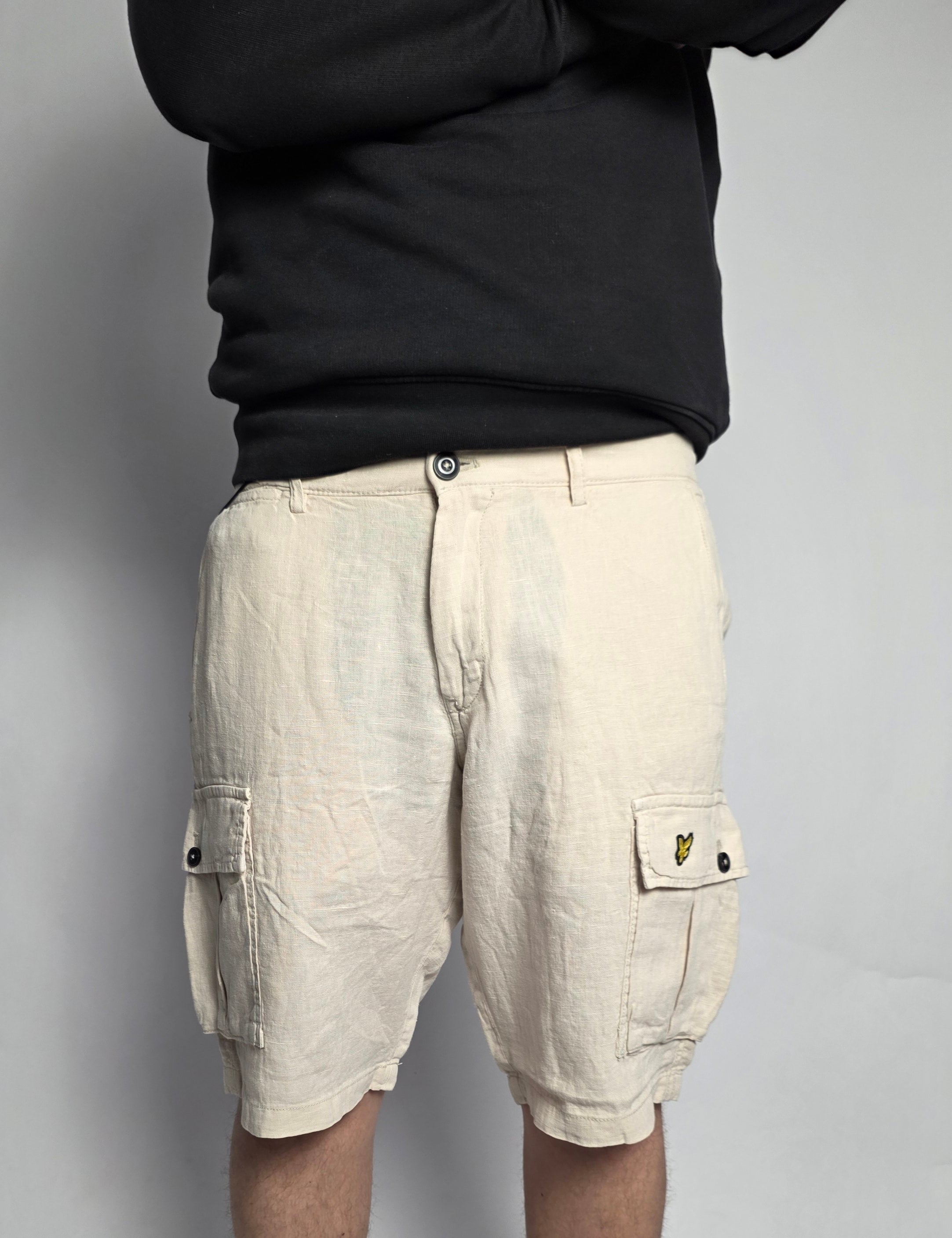 Pantaloncino Cargo Lino, Écru